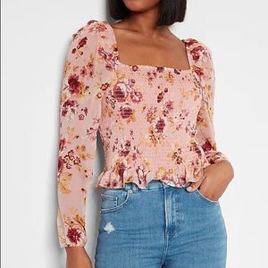 *NWT* Express Floral Square Neck Smocked Body Top